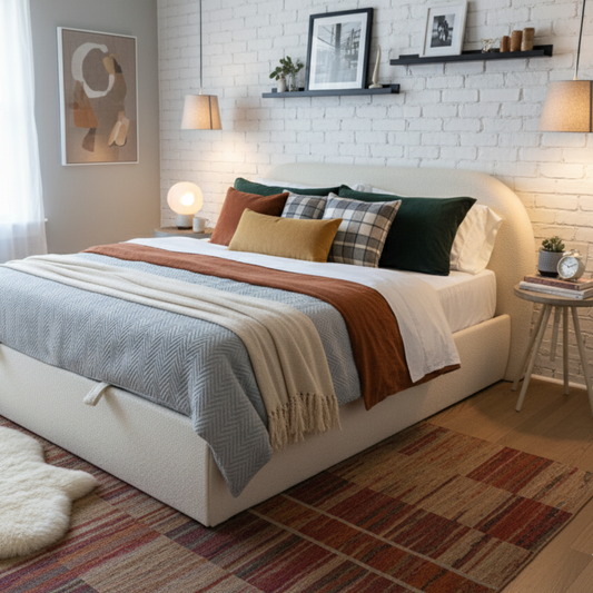 Luna Storage Bed - Cream Boucle